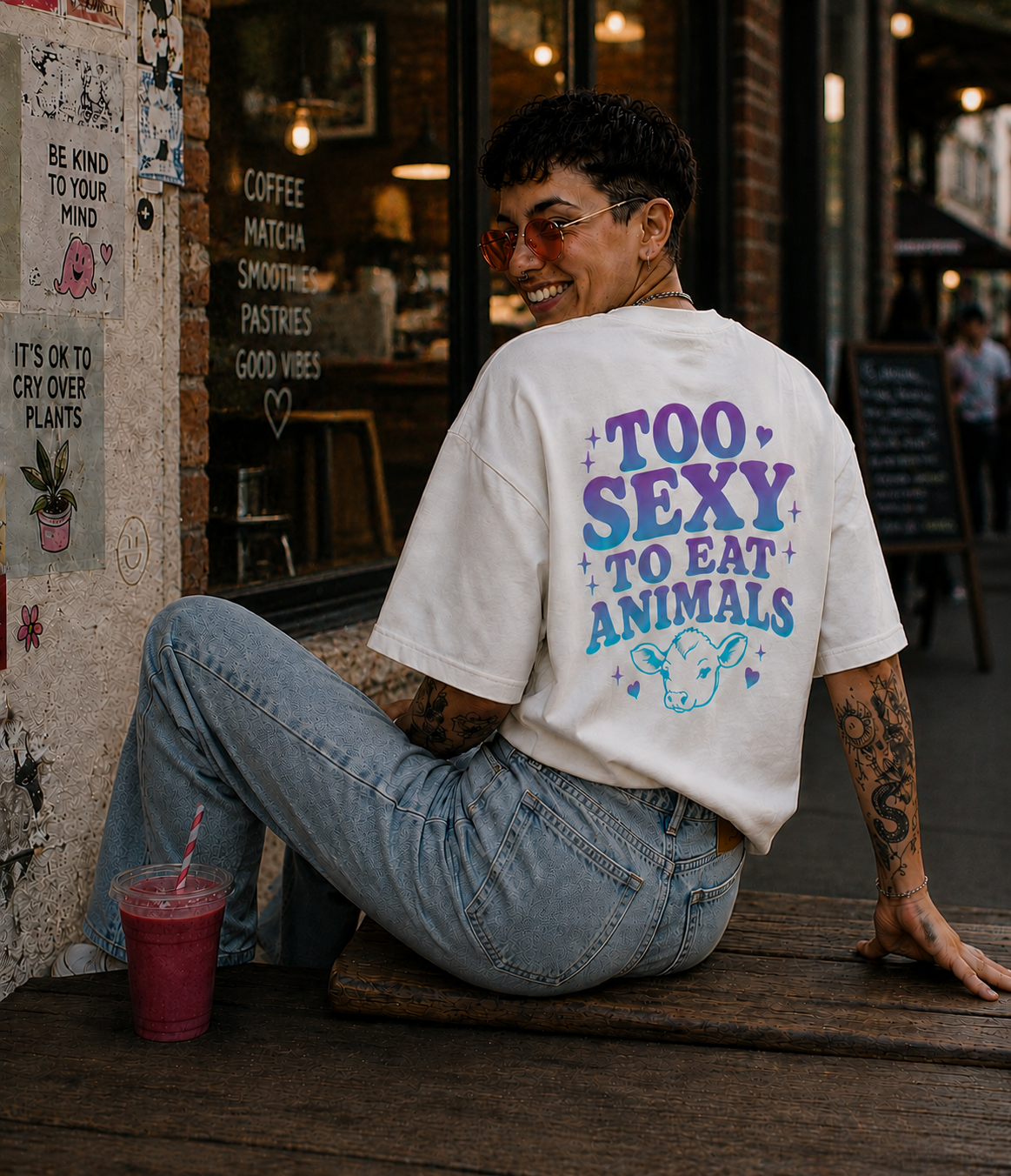 TOO SEXY TO EAT ANIMALS Organic Oversized Shirt