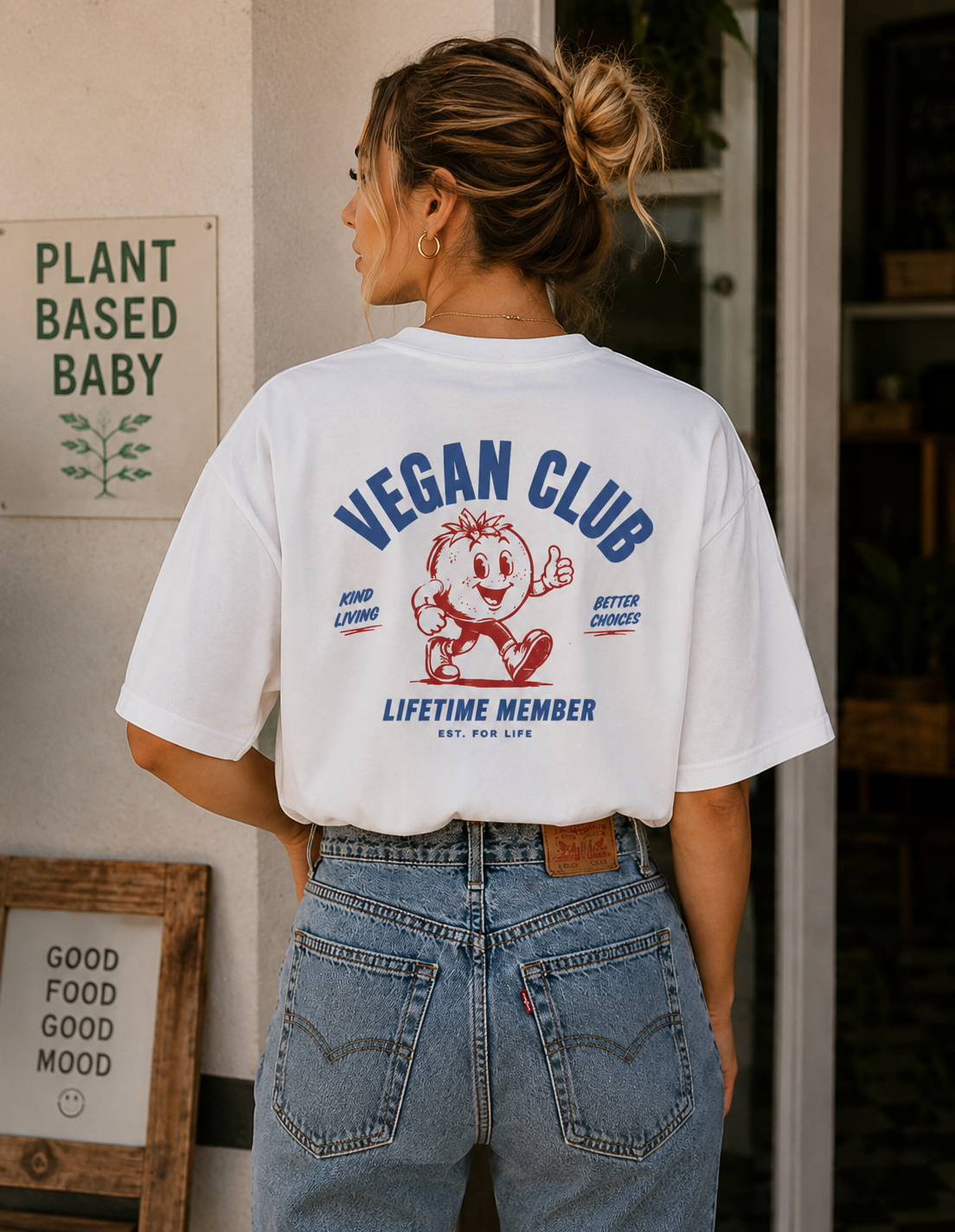 VEGAN CLUB LIFETIME MEMBER Organic Oversized Shirt