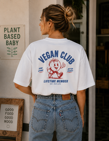 VEGAN CLUB LIFETIME MEMBER Organic Oversized Shirt