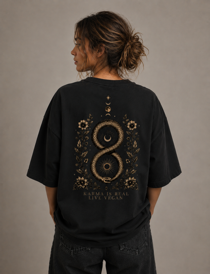 KARMA IS REAL LIVE VEGAN Organic Oversized Shirt
