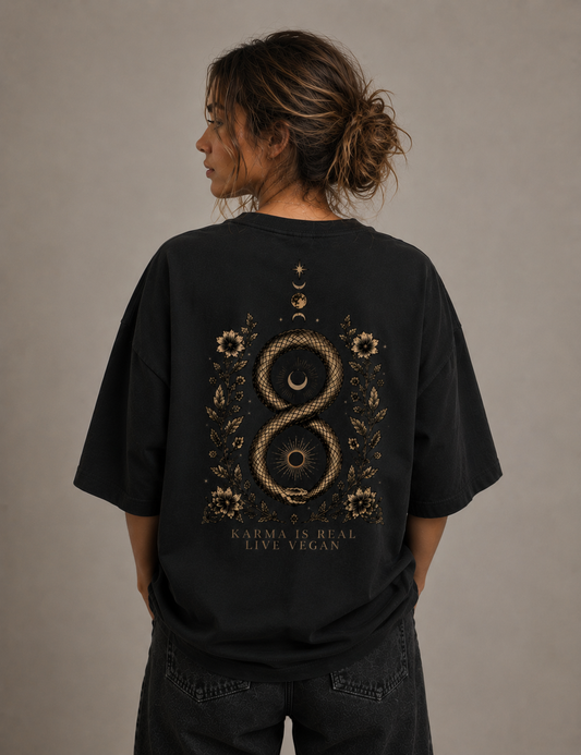 KARMA IS REAL LIVE VEGAN Organic Oversized Shirt
