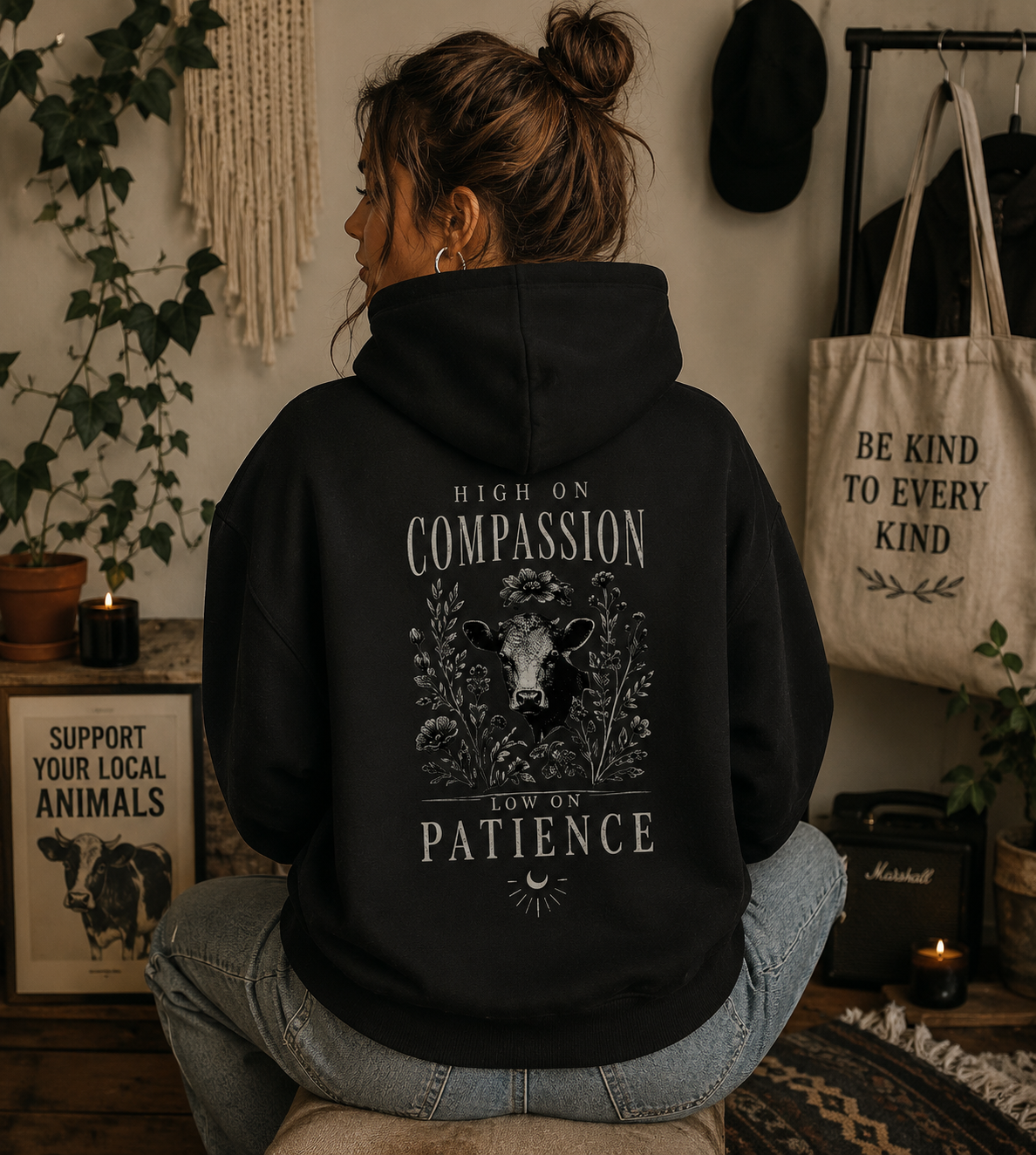 HIGH ON COMPASSION LOW ON PATIENCE Heavyweight Oversized Hoodie