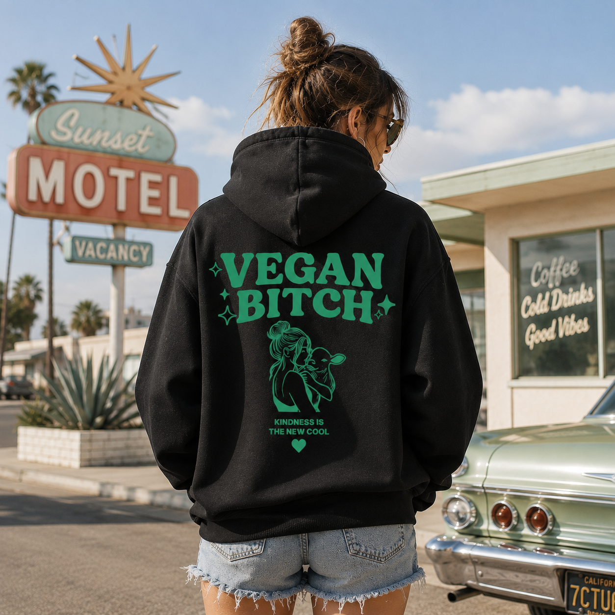 VEGAN BITCH BLACK VERSION Heavyweight Oversized Hoodie