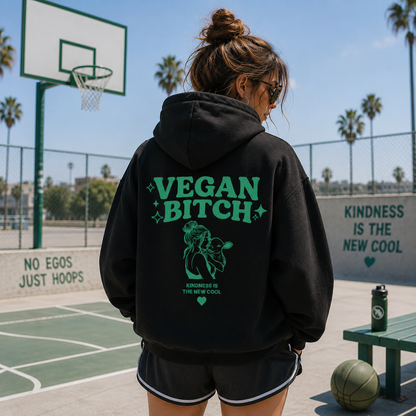 VEGAN BITCH BLACK VERSION Heavyweight Oversized Hoodie