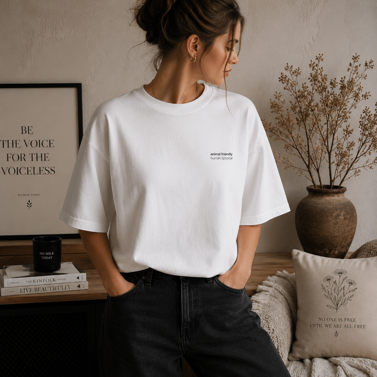 ANIMAL FRIENDLY HUMAN OPTIONAL Organic Oversized Shirt