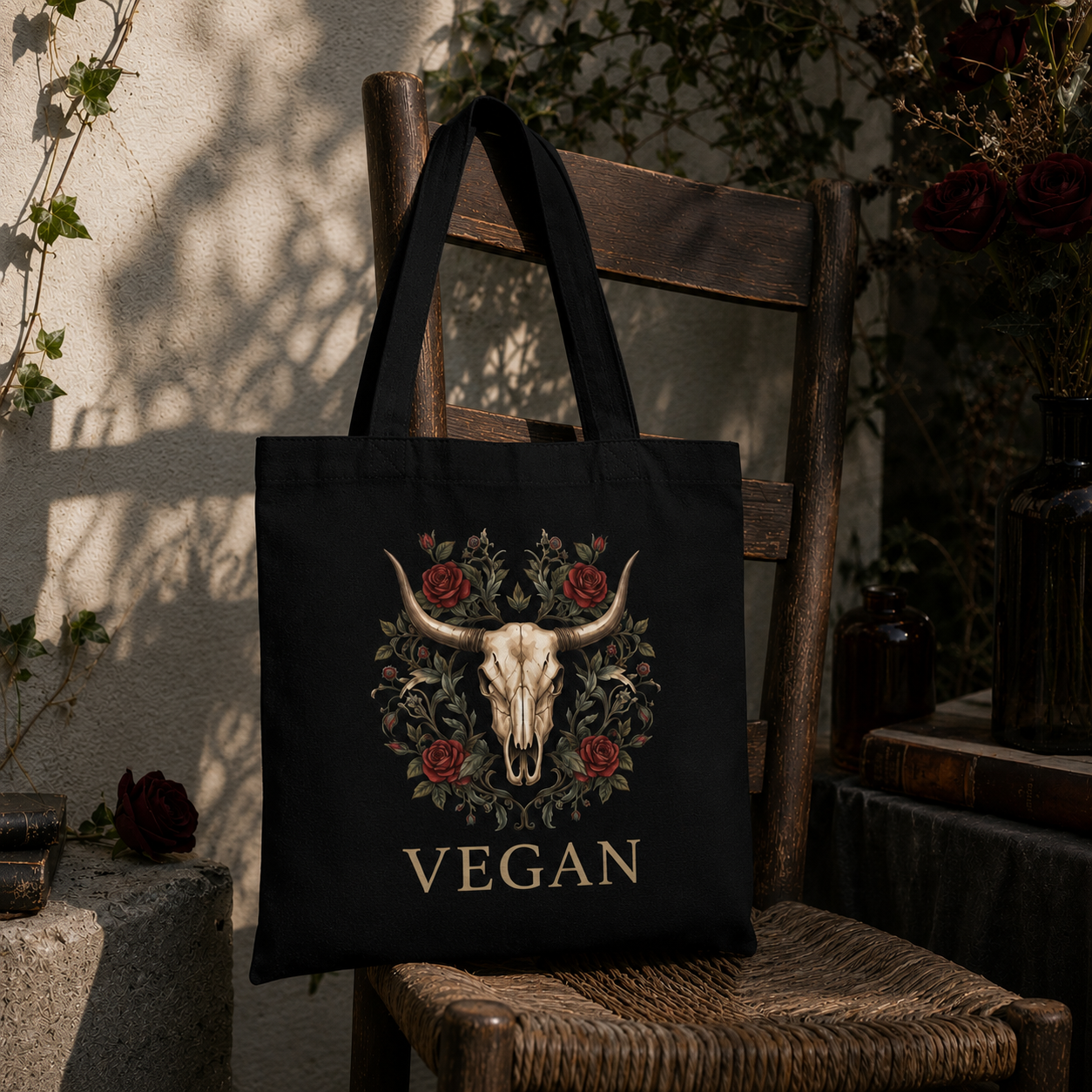 VEGAN SKULL Jutebeutel