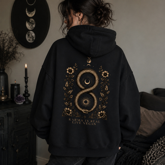 KARMA IS REAL LIVE VEGAN Heavyweight Oversized Hoodie