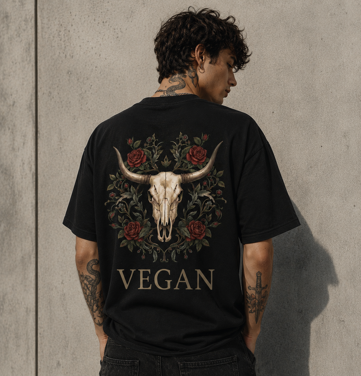 VEGAN SKULL Heavyweight Oversized Shirt
