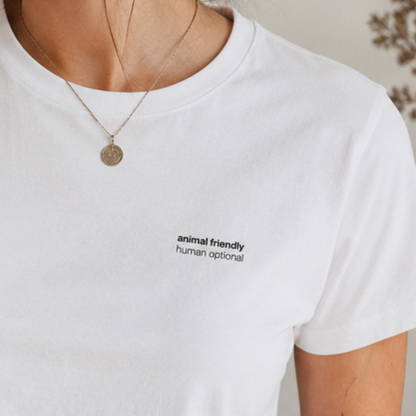 ANIMAL FRIENDLY HUMAN OPTIONAL Cropped Shirt