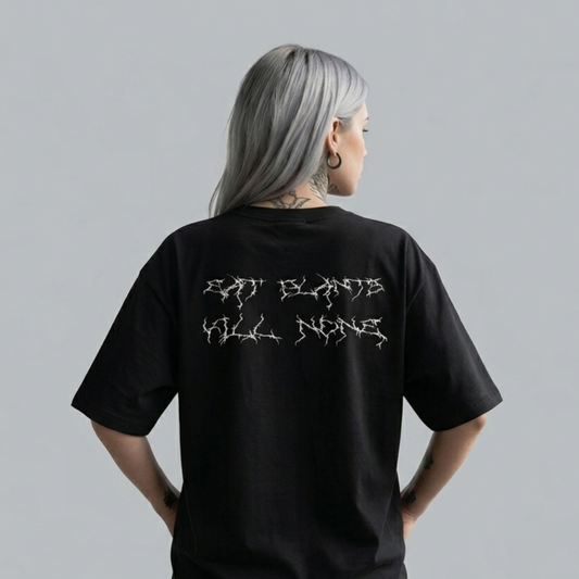 EAT PLANTS KILL NONE Organic Oversized Shirt