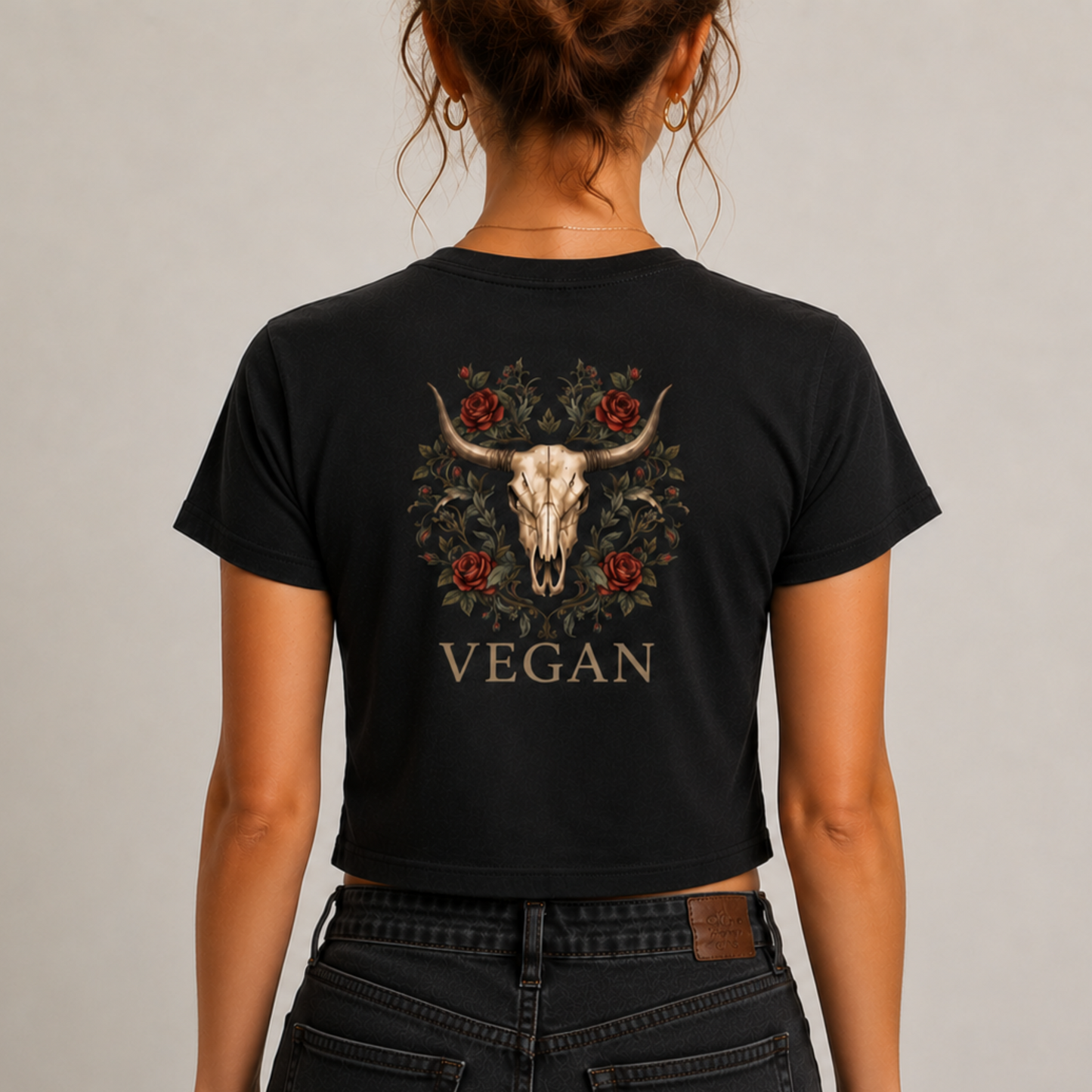 VEGAN SKULL Cropped Shirt
