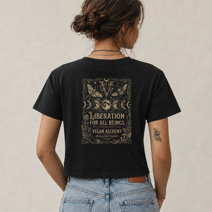 LIBERATION FOR ALL BEINGS Cropped Shirt