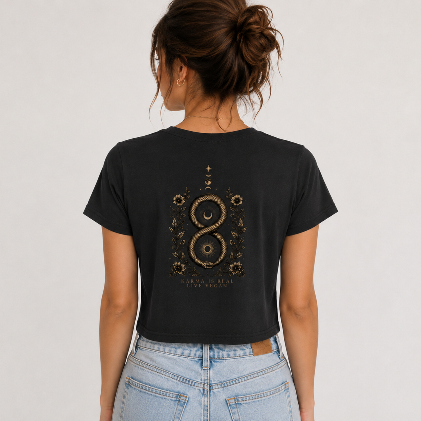KARMA IS REAL LIVE VEGAN Cropped Shirt