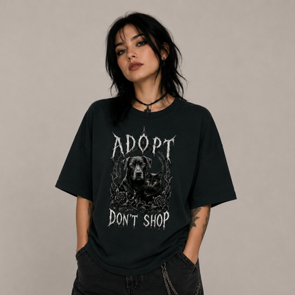 ADOPT DON'T SHOP Organic Oversized Shirt