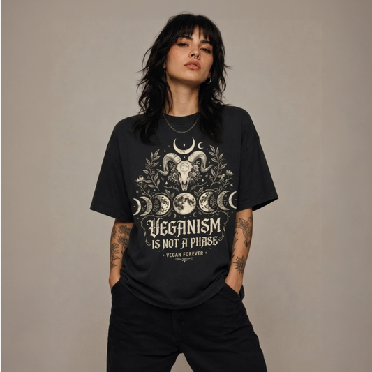 VEGANISM IS NOT A PHASE Organic Oversized Shirt | Front Print