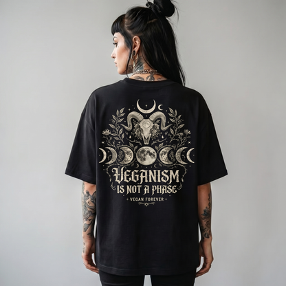 VEGANISM IS NOT A PHASE Organic Oversized Shirt | Back Print