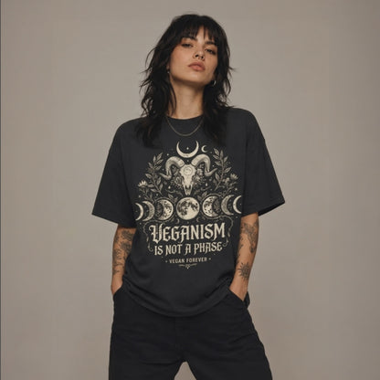 VEGANISM IS NOT A PHASE Organic Oversized Shirt | Front Print